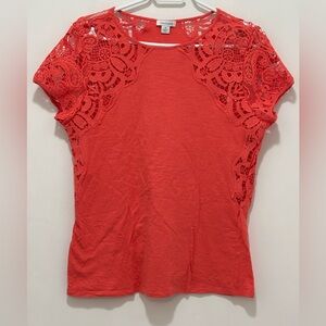Sundance Lace Detail 100% cotton Top. Size M. Color Orange